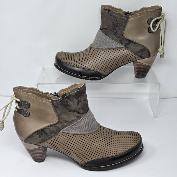 Elite By Corkys Ankle Boots Sz 11 Leather RAGS Colorblock Boho Hippie Zip / Ties - Picture 1 of 8